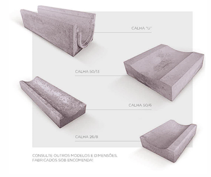 Calhas de concreto PVS para drenagem pluvial